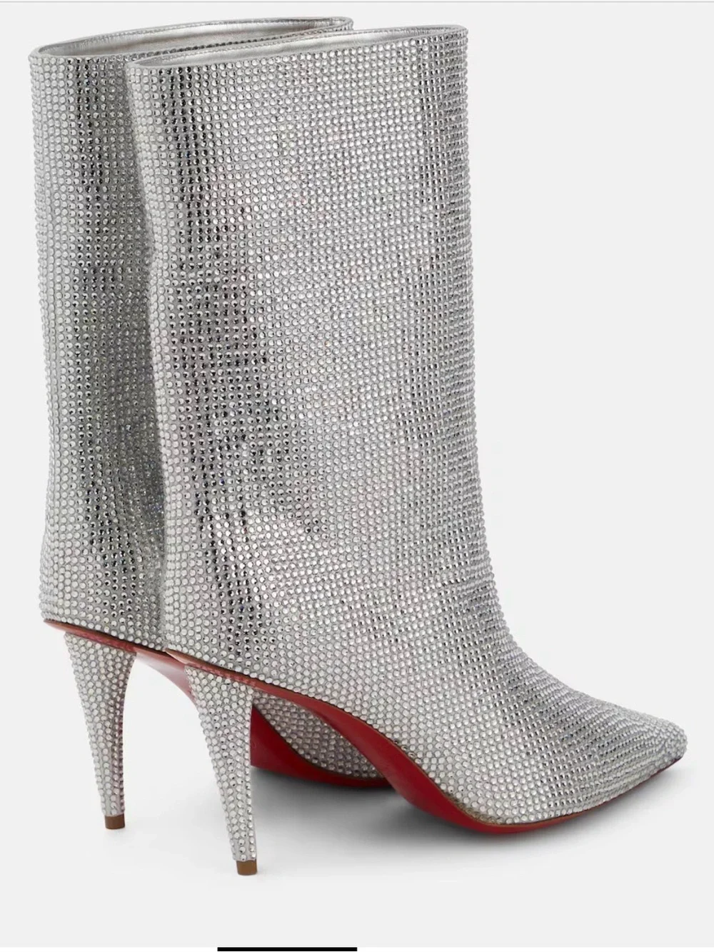 Christian Louboutin Astrilarge Silver Strass Ankle Boot Size 38.5 New